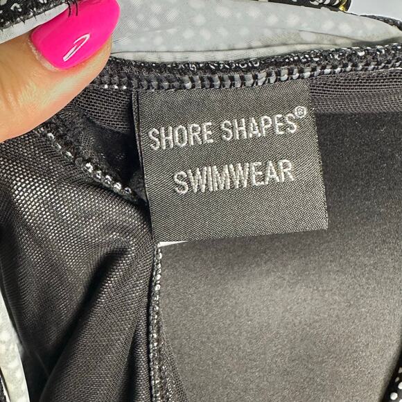 NWOT Shore Shapes Black Micro Polka Dot Ruched Swimdress Tankini Set – Size 8 - Picture 8 of 10